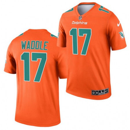 Men's Miami Dolphins #17 Jaylen Waddle 2021 Orange Inverted Legend Stitched Football Jersey