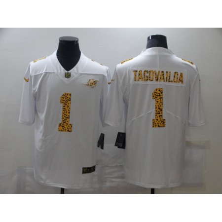 Men's Miami Dolphins #1 Tua Tagovailoa 2020 White Leopard Print Fashion Limited Stitched Jersey