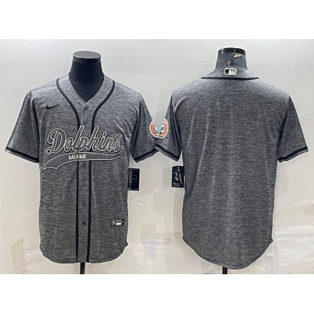 Men's Miami Dolphins Blank Grey With Patch Cool Base Stitched Baseball Jersey
