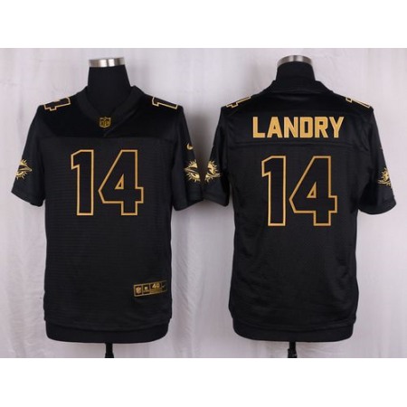 Nike Dolphins #14 Jarvis Landry Black Men's Stitched NFL Elite Pro Line Gold Collection Jersey