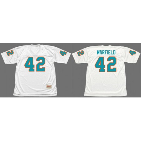Men's Miami Dolphins #42 Paul Warfield White 1972 Throwback Stitched Football Jersey