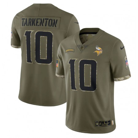 Men's Minnesota Vikings #10 Fran Tarkenton Olive 2022 Salute To Service Limited Stitched Jersey