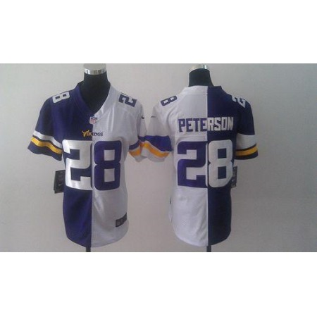 Men's Minnesota Vikings #28 Adrian Peterson Purple And White Elite Split Stitched Jersey