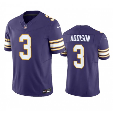 Men's Minnesota Vikings #3 Jordan Addison Purple 2023 F.U.S.E. Vapor Untouchable Limited Stitched Jersey