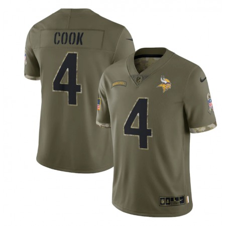 Men's Minnesota Vikings #4 Dalvin Cook Olive 2022 Salute To Service Limited Stitched Jersey
