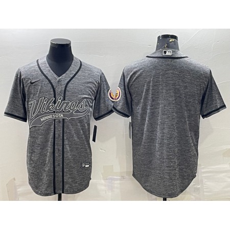 Men's Minnesota Vikings Blank Grey With Patch Cool Base Stitched Baseball Jersey