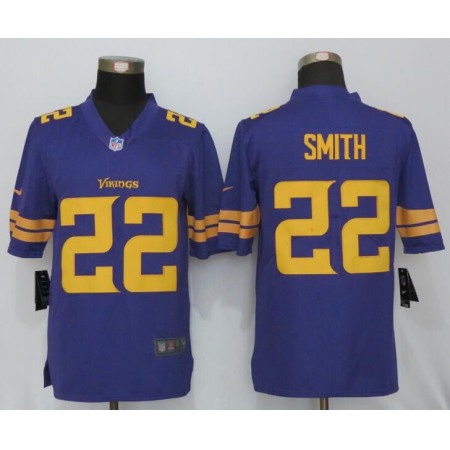 Men's Nike Nike Vikings #22 Harrison Smith Purple Limited Rush Stitched NFL Jersey