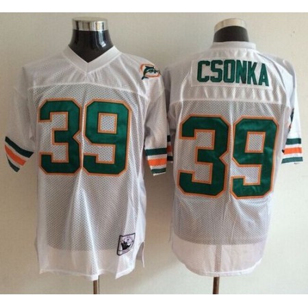 Mitchell And Ness Dolphins #39 Larry Csonka White Throwback Stitched NFL Jerseys