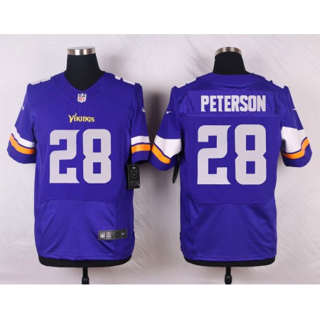 Nike Vikings #28 Adrian Peterson Purple Team Color Men's Stitched NFL Elite Jersey