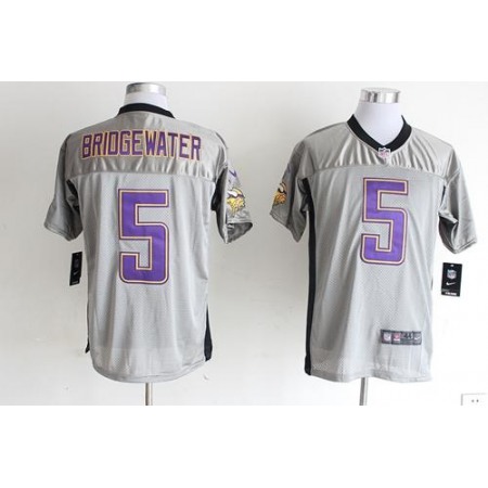 Nike Vikings #5 Teddy Bridgewater Grey Shadow Men's Stitched NFL Elite Jersey