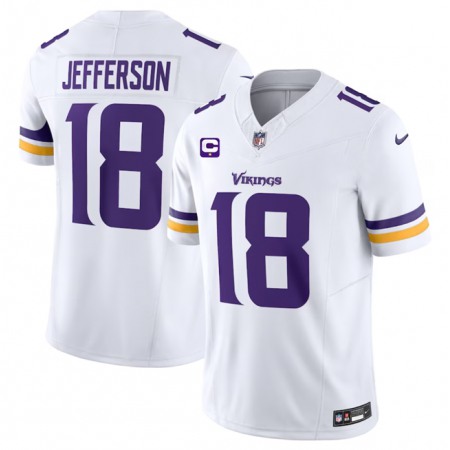 Men's Minnesota Vikings #18 Justin Jefferson White 2023 F.U.S.E. With 1-Star C Patch Vapor Untouchable Limited Stitched Jersey