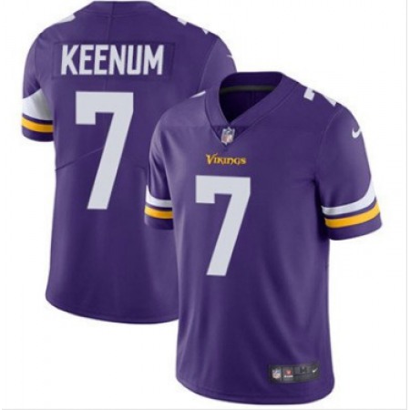 Men's Minnesota Vikings #7 Case Keenum Purple Vapor Untouchable Limited Stitched NFL Jersey