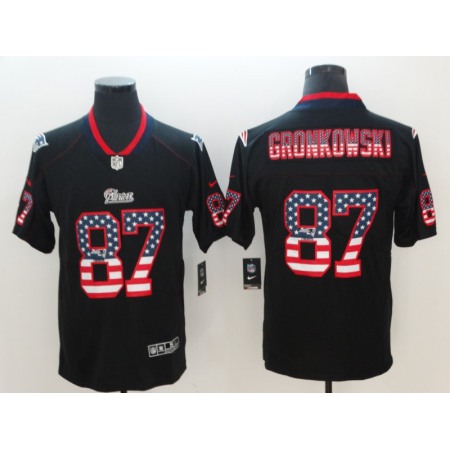 Men's New England Patriots #87 Rob Gronkowski Black 2018 USA Flag Color Rush Limited Fashion NFL Stitched Jersey