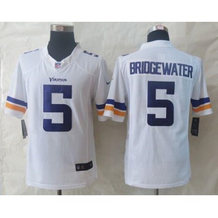 Nike Vikings #5 Teddy Bridgewater White Men's Stitched NFL Limited Jersey