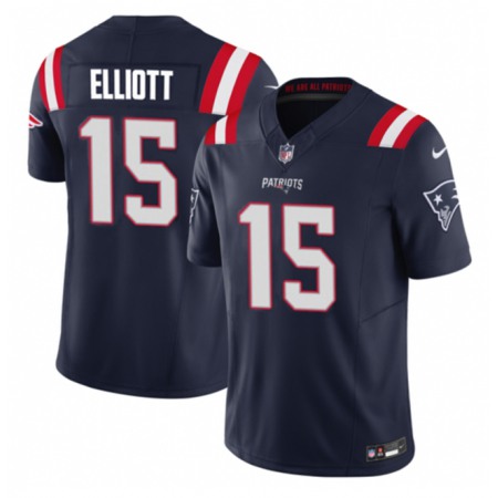 Men's New England Patriots #15 Ezekiel Elliott Navy 2023 F.U.S.E. Vapor Limited Stitched Football Jersey