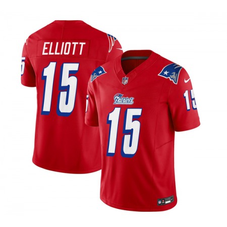 Men's New England Patriots #15 Ezekiel Elliott Red 2023 F.U.S.E. Throwback Limited Stitched Football Jersey