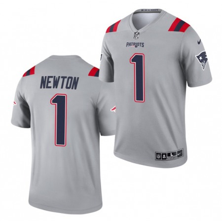 Men's New England Patriots #1 Cam Newton 2021 Gray Inverted Legend Stitched Jersey