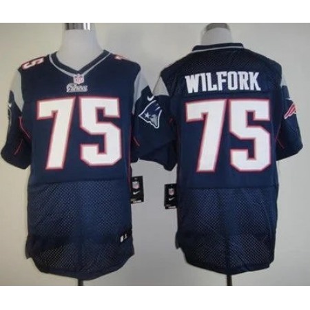 Men's New England Patriots #75 Vince Wilfork Navy Elite Stitched Jersey