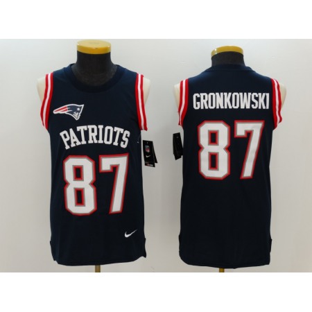 Men's Nike New England Patriots #87 Rob Gronkowski Navy Blue Team Color Stitched NFL Limited Rush Tank Top Jersey