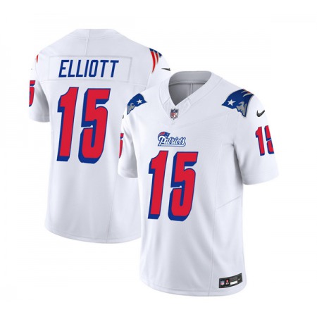 Men's New England Patriots #15 Ezekiel Elliott White 2023 F.U.S.E. Throwback Limited Stitched Football Jersey