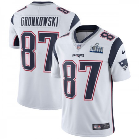 Men's New England Patriots #87 Rob Gronkowski White Super Bowl LIII Vapor Untouchable Limited Stitched NFL Jersey