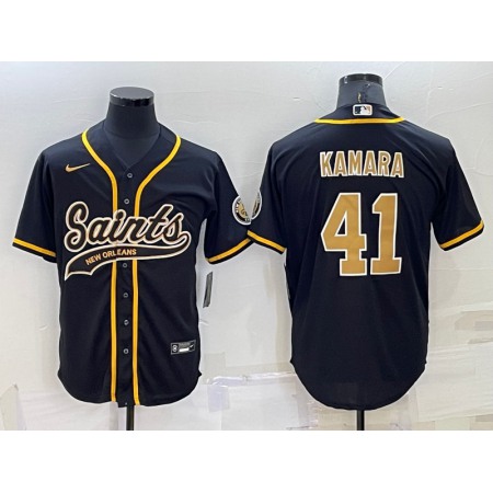 Men's New Orleans Saints #41 Alvin Kamara Black Cool Base Stitched Baseball Jersey