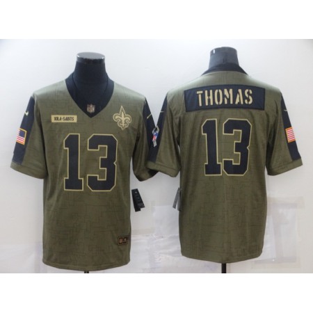 Men's New Orleans Saints #13 Michael Thomas Olive 2021 Salute To Service Limited Player Jersey