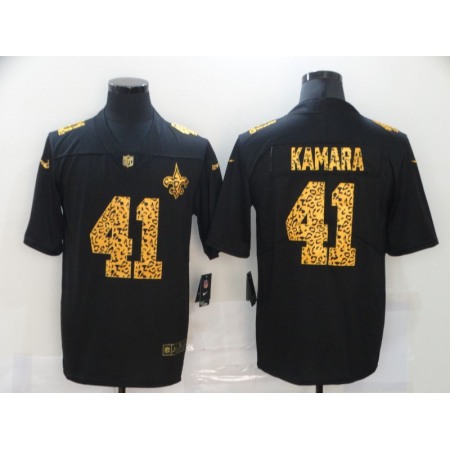 Men's New Orleans Saints #41 Alvin Kamara 2020 Black Leopard Print Fashion Limited Stitched Jersey