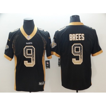 Men's New Orleans Saints #9 Drew Brees Black 2018 Drift Fashion Color Rush Limited Stitched NFL Jersey