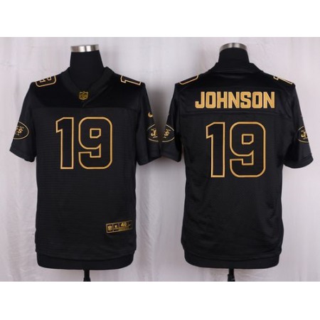 Nike Jets #19 Keyshawn Johnson Black Men's Stitched NFL Elite Pro Line Gold Collection Jersey