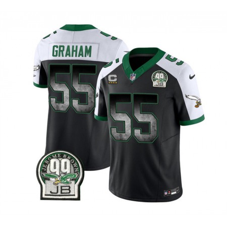 Men's Philadelphia Eagles #55 Brandon Graham Black/White 2023 F.U.S.E. With 4-star C Patch Throwback Vapor Untouchable Limited Stitched Football Jersey