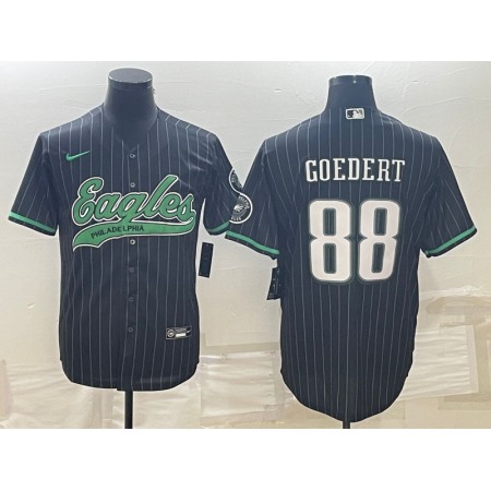Men's Philadelphia Eagles #88 Dallas Goedert Black With Patch Cool Base Stitched Baseball Jersey