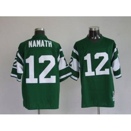 Mitchell and Ness Jets Joe Namath #12 Stitched Green NFL Jersey