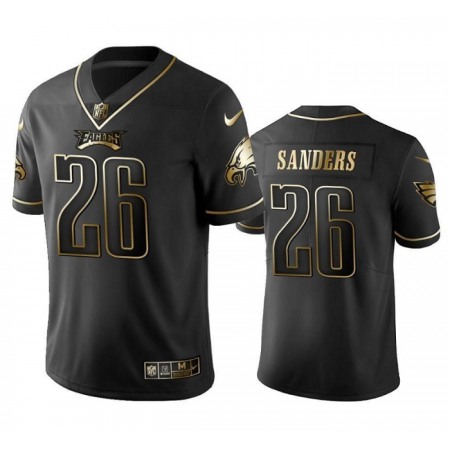 Men's Philadelphia Eagles #26 Miles Sanders Black Golden Edition Stitched Football Jersey