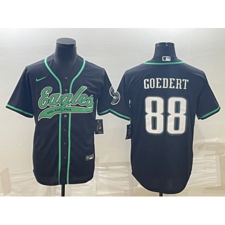 Men's Philadelphia Eagles #88 Dallas Goedert Black With Patch Cool Base Stitched Baseball Jersey