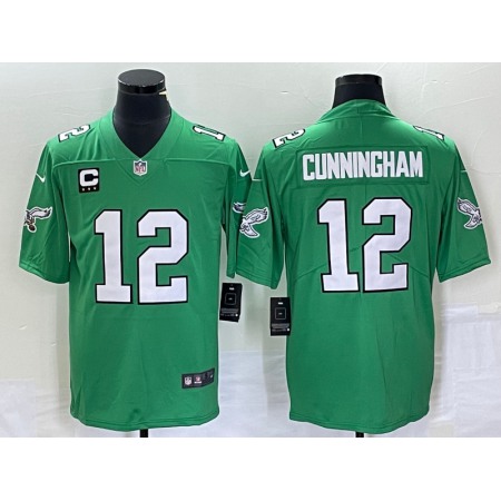 Men's Philadelphia Eagles #12 Randall Cunningham Green With 3-star C Patch Stitched Football Jersey