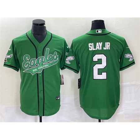 Men's Philadelphia Eagles #2 Darius Slay JR Green Cool Base Stitched Baseball Jersey