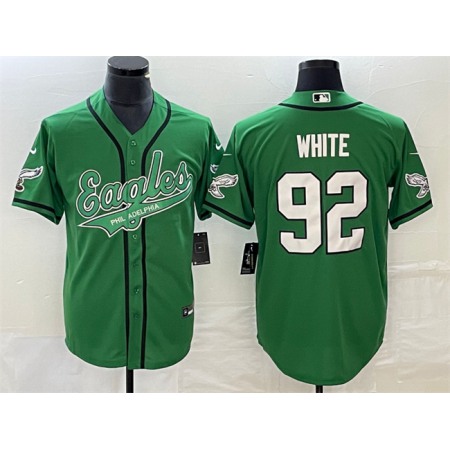 Men's Philadelphia Eagles #92 Reggie White Green Cool Base Stitched Baseball Jersey