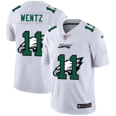 Men's Philadelphia Eagles #11 Carson Wentz White Shadow Logo Limited Stitched Jersey