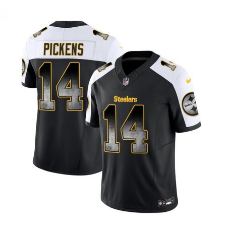 Men's Pittsburgh Steelers #14 George Pickens Black/White 2023 F.U.S.E. Smoke Vapor Untouchable Limited Stitched Jersey