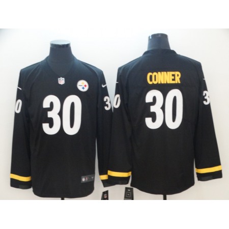 Men's Pittsburgh Steelers #30 James Conner Black Therma Long Sleeve Stitched NFL Jersey