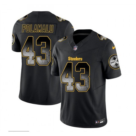 Men's Pittsburgh Steelers #43 Troy Polamalu Black 2023 F.U.S.E. Smoke Vapor Untouchable Limited Stitched Jersey