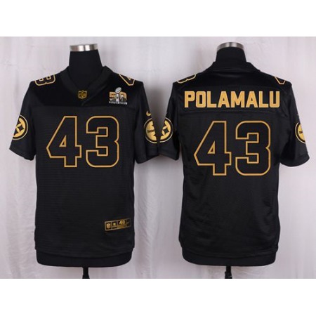 Nike Steelers #43 Troy Polamalu Black Men's Stitched NFL Elite Pro Line Gold Collection Jersey