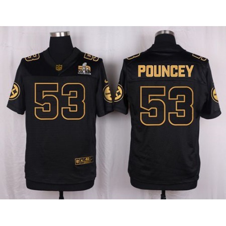 Nike Steelers #53 Maurkice Pouncey Black Men's Stitched NFL Elite Pro Line Gold Collection Jersey