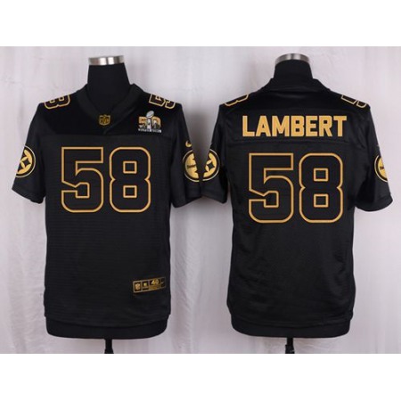 Nike Steelers #58 Jack Lambert Black Men's Stitched NFL Elite Pro Line Gold Collection Jersey