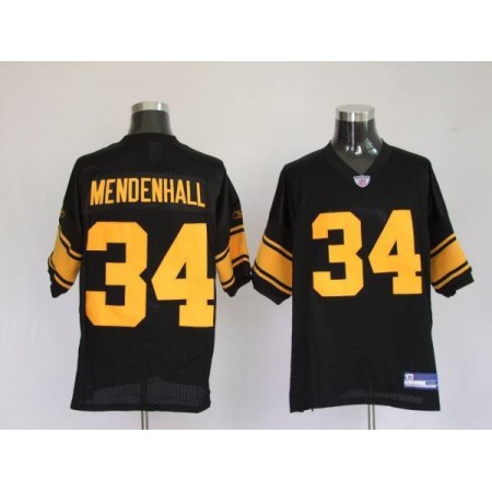 Steelers #34 Rashard Mendenhall Black With Yellow Number Stitched Youth NFL Jersey