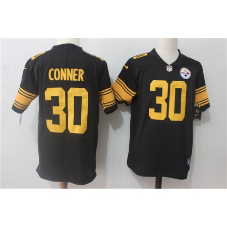 Men's Nike Pittsburgh Steelers #30 James Conner Black Stitched NFL Limited Rush Jersey