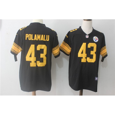 Men's Nike Pittsburgh Steelers #43 Troy Polamalu Black Limited Rush Stitched NFL Jersey