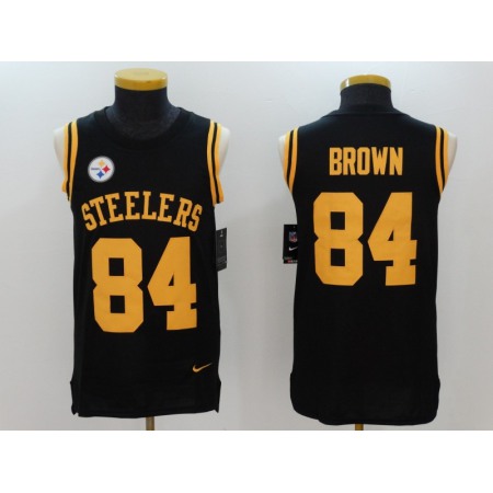 Men's Nike Pittsburgh Steelers #84 Antonio Brown Black Team Color Stitched NFL Limited Rush Tank Top Jersey