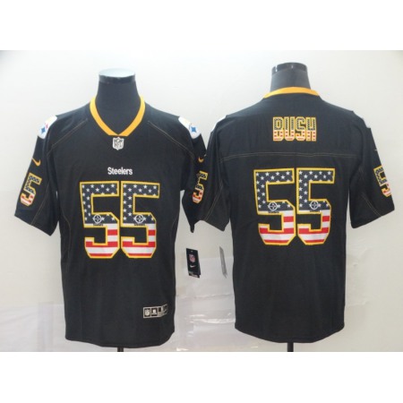 Men's Pittsburgh Steelers #55 Devin Bush Black USA Flag Color Rush Limited Stitched NFL Jersey